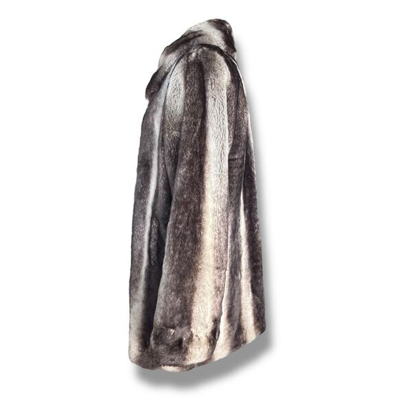 Vintage Y2K Dennis Basso Faux Fur Coat Brown Gray Striped Medium Warm Glamorous - Picture 6 of 16